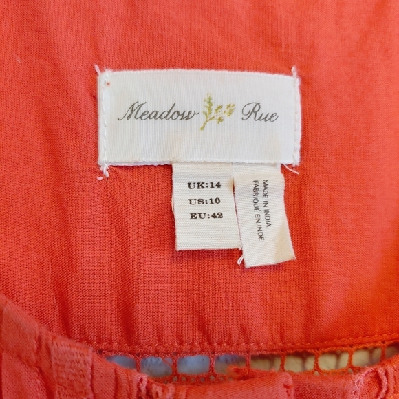 Meadow Rue Anthropologie Cotton Pintuck Boho Blouse Sz 10 Prairie Cottagecore - Picture 7 of 9